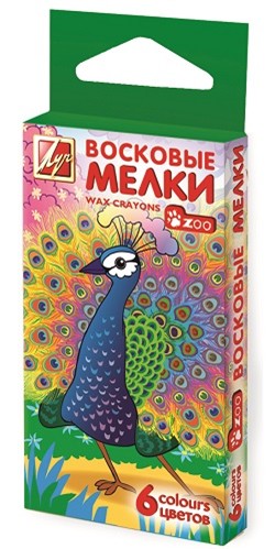 Мелки восковые 6цв. " ZOO ",  шестигран., в картонной коробке, Луч 12С 864-08        