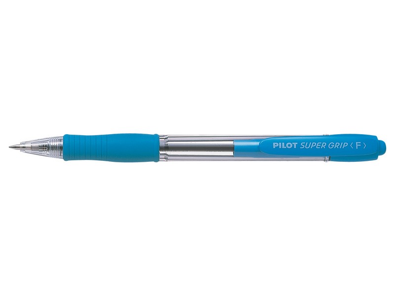 Ручка шар. автоматич. PILOT "SUPER GRIP" 0.7мм синяя голубой  прозрачный корпус с резиновым грипом BPGP-10R-F-SL