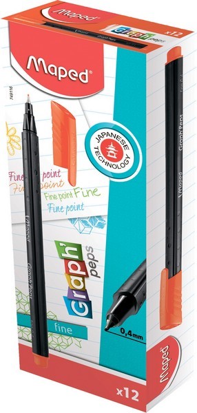 Ручка капил. 0,4 мм"GRAPH PEP'S",оранжевый,  эргономичная зона обхвата 749116