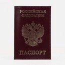 Обложка для паспорта 9,5*0,5*13,5см, тисн фольга+герб, гладкий бордо 1999789 1999789    