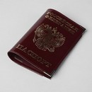 Обложка для паспорта 9,5*0,5*13,5см, тисн фольга+герб, гладкий бордо 1999789 1999789    