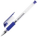 Ручка гелевая  STAFF корпус прозрачный, резиновый  держатель, синяя 141822