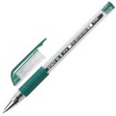Ручка гелевая STAFF, корпус прозрачный, узел 0,5мм, линия 0,35мм, резиновый упор, зеленая, 141825 141825