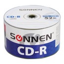 Диски CD-R SONNEN, 700 Mb, 52x, Cake Box (упаковка на шпиле) КОМПЛЕКТ 100 шт. 513533