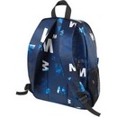 Рюкзак подростковый "deVENTE. Alphabet" 40x29x13 см, текстильный, 1 отделение на молнии, 1 передний карман, 2 боковых кармана, уплотненная спинка и лямки, светоотражающие вставки, черный с темно-синим 7032904