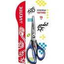 Ножницы 190мм deVENTE "Tattoo" двухцветные прорезиненные кольца с лепестками, протравленная гравировка на лезвиях, в картонном блистере 4091801
