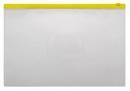 Папка-конверт пластиковая 0.15мм, на молнии фA4+, карм.для визит. цвет молнии желтый, Бюрократ -BPM4AYEL