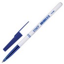 Ручка шариковая STAFF Офисная, СИНЯЯ, корпус белый, пишущий узел 0,7мм, линия письма 0,35мм 142286