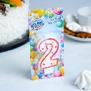 Свеча для торта цифра 2 точки блестка, МИКС 832096  832096