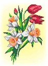Набор для вышивания сх.канва + мулине Букет нарциссов и тюльпанов размер 21*30/22*16, М.П.Студия КН-391 