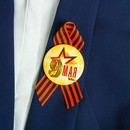 Значок с лентой 9 мая звезда, жёлтый фон   4137601 4137601