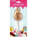 Свеча-цифра для торта deVENTE. Воздушный шарик 6, размер свечки 4,2x3,0x1,4 см, цвет золотистый, в пластиковой коробке с подвесом 9060009