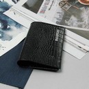 Обложка для паспорта 9,5*0,5*13,5см, лат буквы, тисн фольга, крокодил черный 1628239 1628239