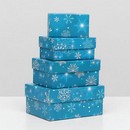 Коробка "Снежинки на голубом", 15 х 11 х 7 - 9 х 5 х 4 см 5370666 5370666