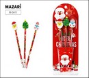 Набор канцелярский MERRY CHRISTMAS, в комплекте: 3 чернографитных карандаша (HB), 3 ластика, ассорти 2 дизайна, блистерная упаковка с европодвесом M-3411
