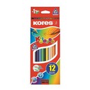 Карандаши цветные 12цв 3-гран,точилка Kores 93312.01 128902