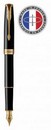 Ручка перьевая PARKER "Sonnet Core F539 LaqBlack GT F сталь нержавеющая, позолота подар.кор.конвертор, картриджи 1931494