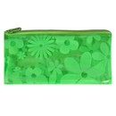 Пенал - косметичка "Цветы" зеленый, 22,5 см х 12 см, ПВХ - силикон, молния, Alingar AL8625/1