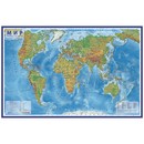 Карта Мир физическая, 1:29млн., 1010*660мм, интерактивная, с ламинацией, европодвес, Globen КН038