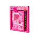 Подарочный блокнот в футляре на гребне 18 см * 19 см, 42л., лин., "Яркие розы", розовый, ламинация, глиттер, ручка, на замочке, Alingar AL9155