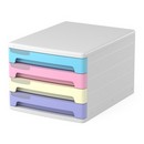 Файл-кабинет 4-секционный пластиковый ErichKrause Pastel, белый с голубыми, розовыми, желтыми и фиолетовыми ящиками 55873