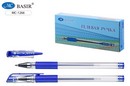 Ручка гел. 0.5мм, синяя, прозрачный корпус, резиновый держатель МС-1266/син./