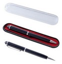 Ручка шариковая, подарочная, в пластиковом футляре, поворотная, «Бизнес», чёрная с серебристыми вставками 454052