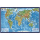 Карта Мир физическая, 1:25млн., 1200*780мм, интерактивная, с ламинацией, европодвес, Globen КН048