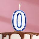 Свеча для торта цифра "0", ободок цветной, 7 см, МИКС 403510 403510     