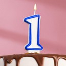 Свеча для торта цифра 1, ободок цветной, 7 см, МИКС 403511 403511     