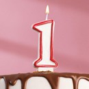 Свеча для торта цифра "1", ободок цветной, 7 см, МИКС 403511 403511     