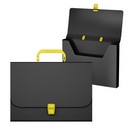 Портфель пластиковый ErichKrause® Matt Accent, A4, черный с желтой ручкой и замком   (в пакете по  1шт.) 50440