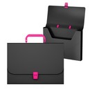 Портфель пластиковый ErichKrause® Matt Accent, A4, черный с розовой ручкой и замком   (в пакете по  1шт.) 50439