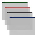Папка-конверт на молнии фА4 пластиковый Fizzy Clear ErichKrause c цветной молнией, прозрачный, ассорти (12/120/960) 50326