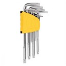 Набор шестигранных ключей TORX сверхдлинных Deli  9шт  размеры Т10,Т15,Т20,Т25,Т27,Т30,Т40,Т45,Т50, пластиковый держатель DL3091
