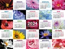 Календарь настенный 2024 г. "Цветочное настроение" фА2 598х450мм бум. мелован. с укрупненной сеткой, Хатбер Кл2_30018