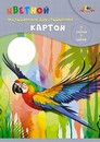 Набор цветного картона, мелованный, двухстор., фА4, 7л., 7цв., Уф-лак "Яркий попугай", Апплика С0260-16