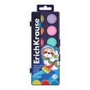 Краски акв. 12цв., ErichKrause Kids Space Animals Neon+Pastel медовые с УФ защитой яркости, в пластиковой коробке с европодвесом 61364
