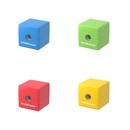 Точилка пластиковая ErichKrause S-Cube, Neon, с контейнером, ассорти (в коробке-дисплее по 24 шт) 50141
