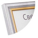 Фоторамка с15 21*30 см, деревянная из сосны, цвет серебро с золотой полосой , Светосила 5-43653