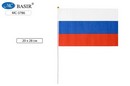 Флаг России "Триколор" на пластиковой трубочке, материал-искусственный шёлк, размер-20*30 см МС-3786