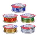 Лента для упаковки и декора, каркасная нить, 2,5см x 2,7м, сетка с фольгиров. слоем, 5 диз., СНОУ БУМ 790-006