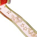 Лента для упаковки и декора, каркасная нить, 2,5см x 2,7м, сетка с фольгиров. слоем, 5 диз., СНОУ БУМ 790-006