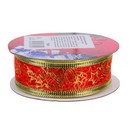 Лента для упаковки и декора, каркасная нить, 2,5см x 2,7м, сетка с фольгиров. слоем, 5 диз., СНОУ БУМ 790-006