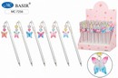Ручка шариковая БАБОЧКА синяя, прозрачный пластиковый корпус, колпачок со съёмным брелоком-бусинки с фигуркой МС-7256