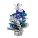 Елка декоративная, пластик, полиэстер, 20 см, серебряно-голубой декор, СНОУ БУМ 021-235