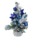 Елка декоративная, пластик, полиэстер, 20 см, серебряно-голубой декор, СНОУ БУМ 021-235