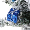 Елка декоративная, пластик, полиэстер, 20 см, серебряно-голубой декор, СНОУ БУМ 021-235