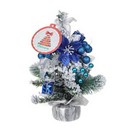 Елка декоративная, пластик, полиэстер, 20 см, серебряно-голубой декор, СНОУ БУМ 021-235