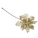 Ветка декоративная, блеск, цветок, 25x16 см, (золото, красный, серебро, шампань), СНОУ БУМ 353-005